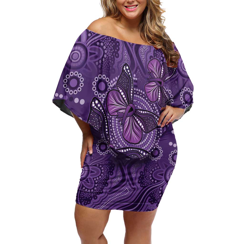 Purple Butterfly Spirit Off Shoulder Short Dress Australian Epilepsy Awareness - Aussie Hoodie