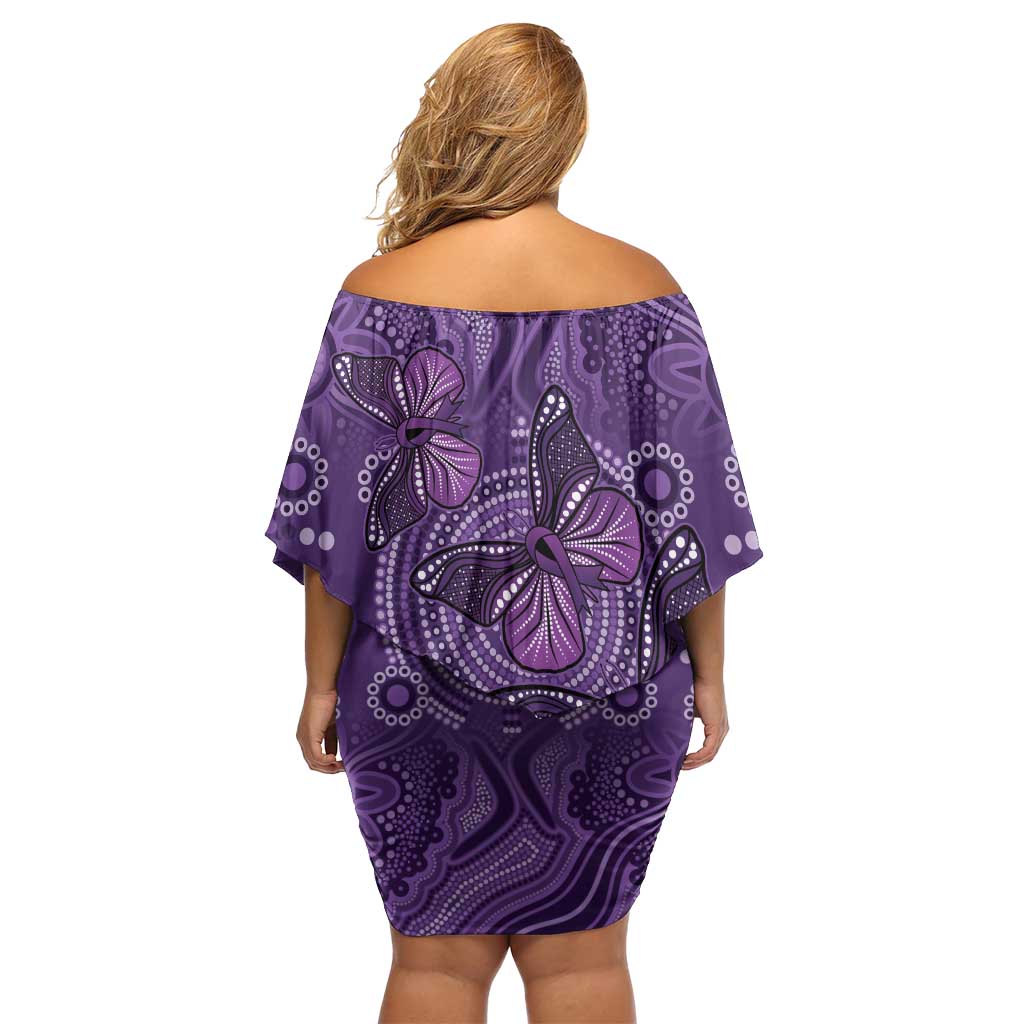 Purple Butterfly Spirit Off Shoulder Short Dress Australian Epilepsy Awareness - Aussie Hoodie
