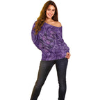 Purple Butterfly Spirit Off Shoulder Sweater Australian Epilepsy Awareness - Aussie Hoodie