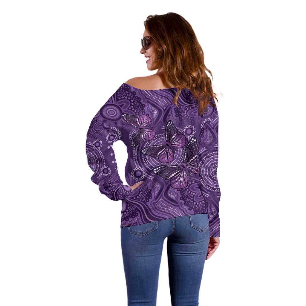 Purple Butterfly Spirit Off Shoulder Sweater Australian Epilepsy Awareness - Aussie Hoodie