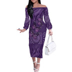 Purple Butterfly Spirit Off The Shoulder Long Sleeve Dress Australian Epilepsy Awareness - Aussie Hoodie