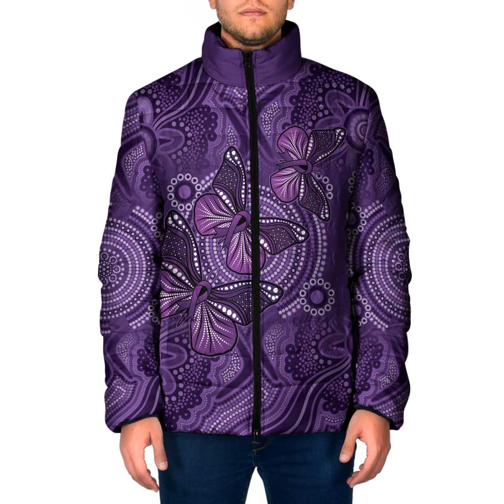 Purple Butterfly Spirit Padded Jacket Australian Epilepsy Awareness - Aussie Hoodie