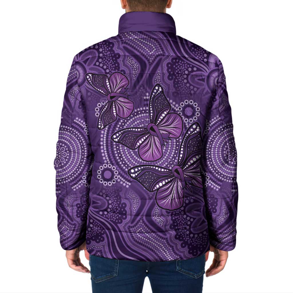Purple Butterfly Spirit Padded Jacket Australian Epilepsy Awareness - Aussie Hoodie