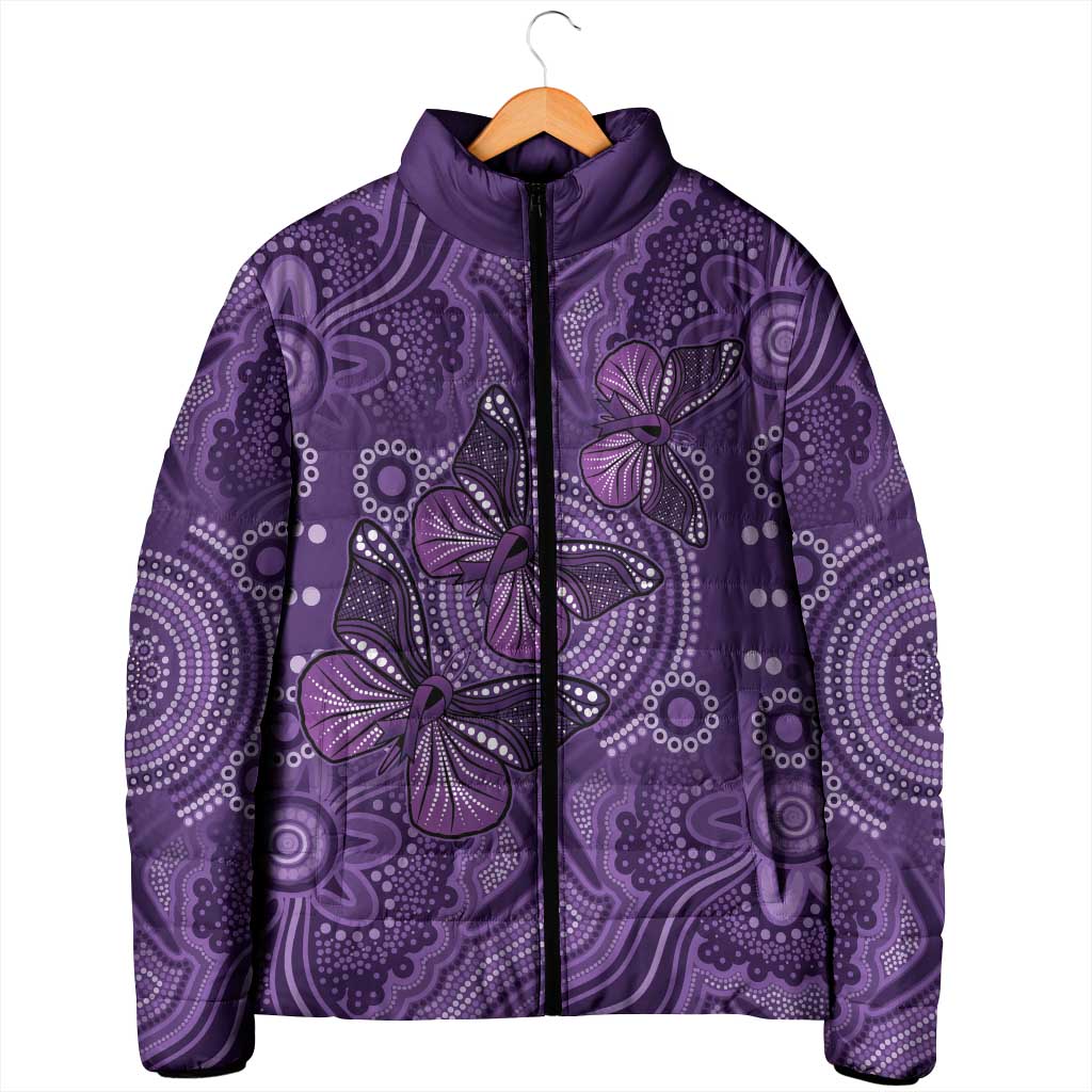 Purple Butterfly Spirit Padded Jacket Australian Epilepsy Awareness - Aussie Hoodie