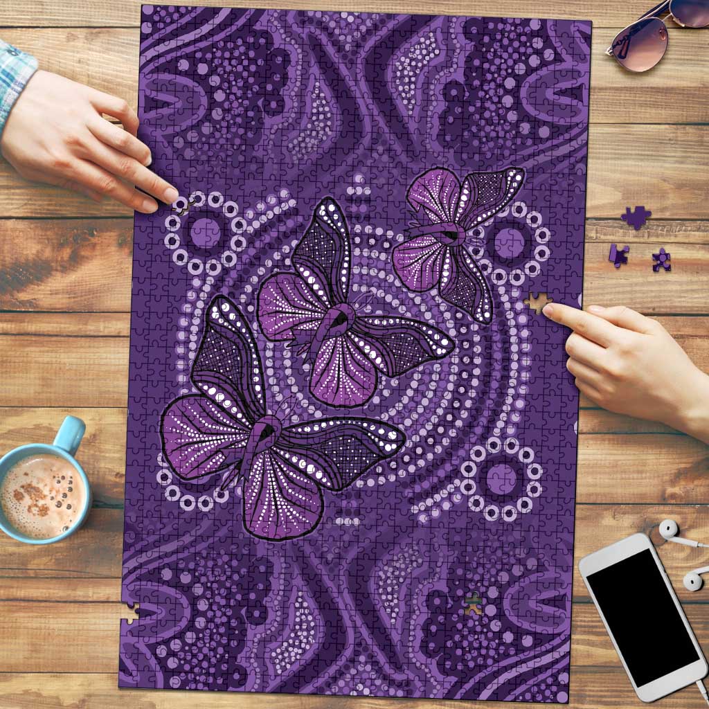 Purple Butterfly Spirit Puzzle Australian Epilepsy Awareness - Aussie Hoodie