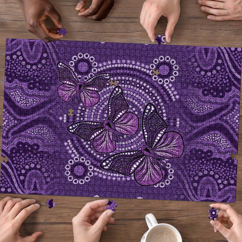 Purple Butterfly Spirit Puzzle Australian Epilepsy Awareness - Aussie Hoodie