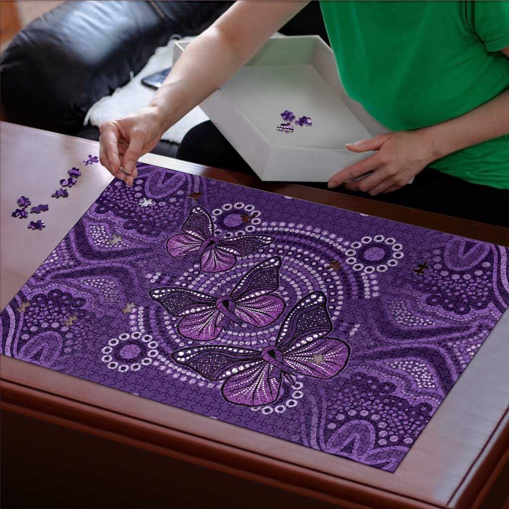 Purple Butterfly Spirit Puzzle Australian Epilepsy Awareness - Aussie Hoodie