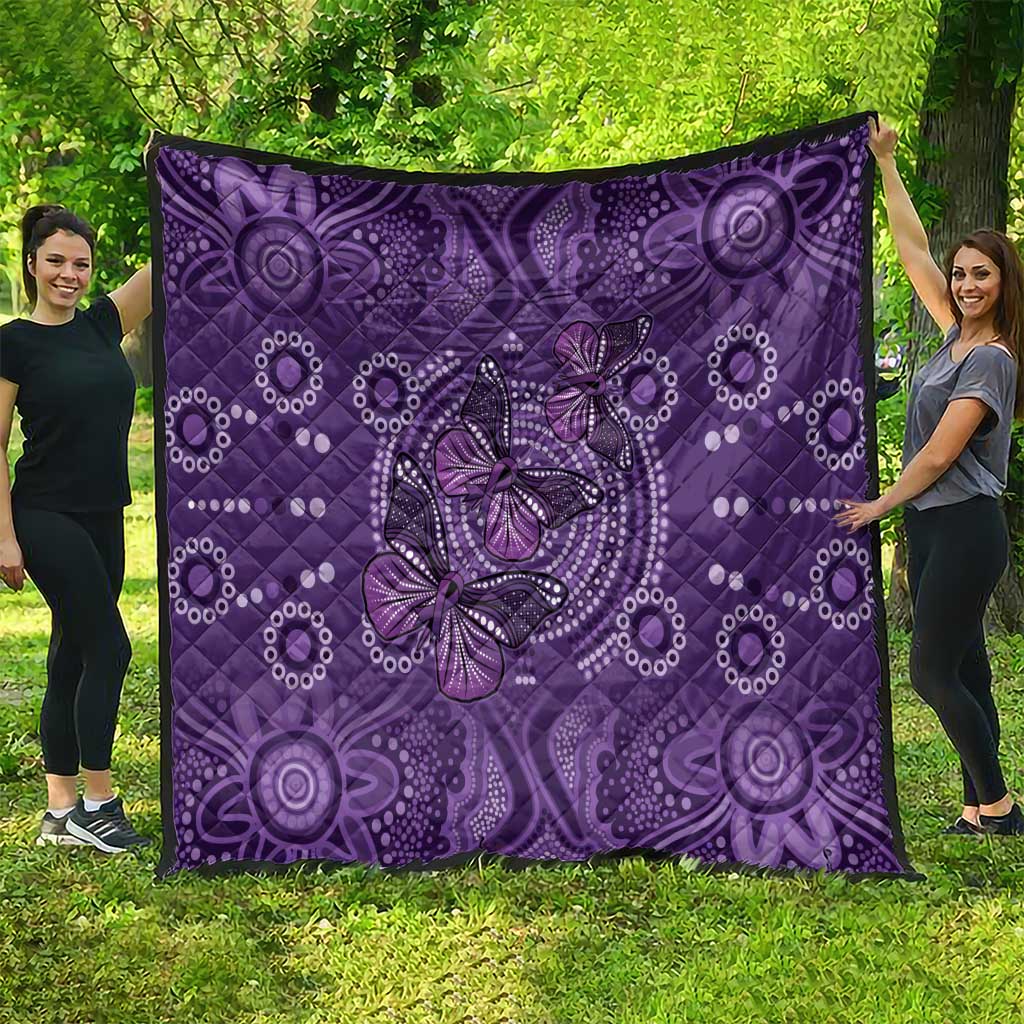 Purple Butterfly Spirit Quilt Australian Epilepsy Awareness - Aussie Hoodie