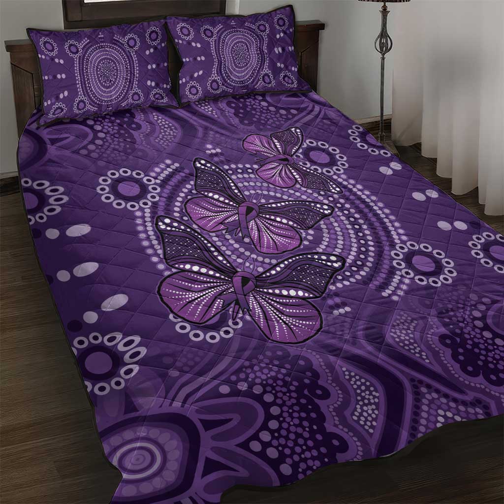 Purple Butterfly Spirit Quilt Bed Set Australian Epilepsy Awareness - Aussie Hoodie