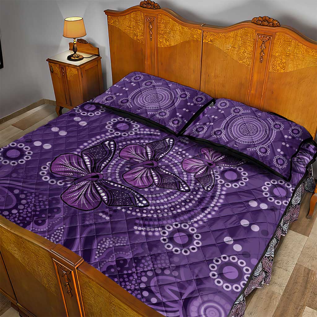 Purple Butterfly Spirit Quilt Bed Set Australian Epilepsy Awareness - Aussie Hoodie