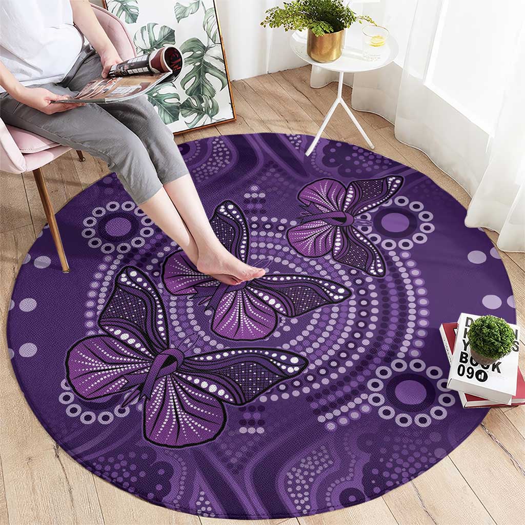 Purple Butterfly Spirit Round Carpet Australian Epilepsy Awareness - Aussie Hoodie