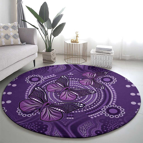 Purple Butterfly Spirit Round Carpet Australian Epilepsy Awareness - Aussie Hoodie