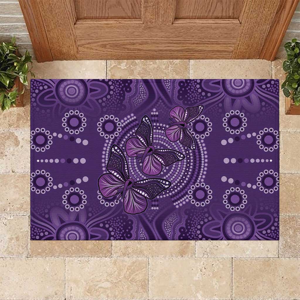 Purple Butterfly Spirit Rubber Doormat Australian Epilepsy Awareness - Aussie Hoodie