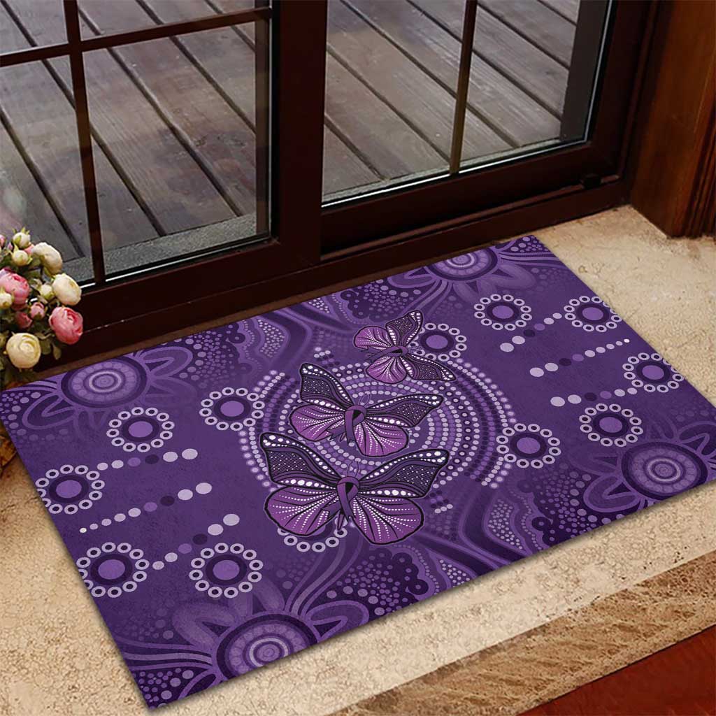 Purple Butterfly Spirit Rubber Doormat Australian Epilepsy Awareness - Aussie Hoodie