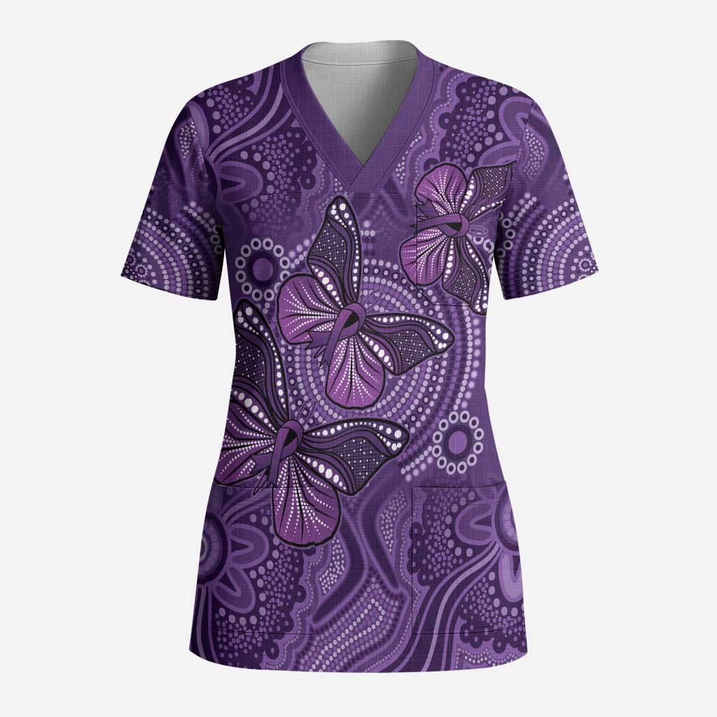 Purple Butterfly Spirit Scrub Top Australian Epilepsy Awareness - Aussie Hoodie