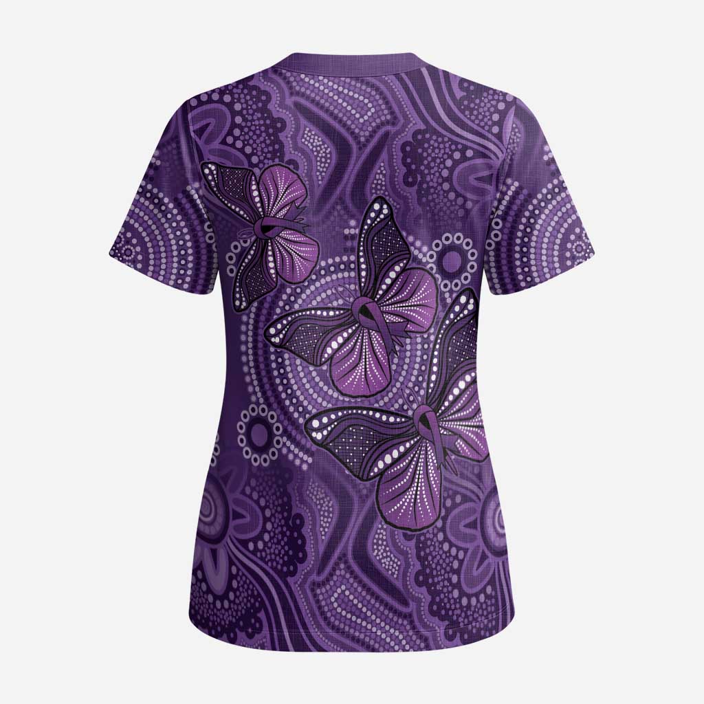 Purple Butterfly Spirit Scrub Top Australian Epilepsy Awareness - Aussie Hoodie