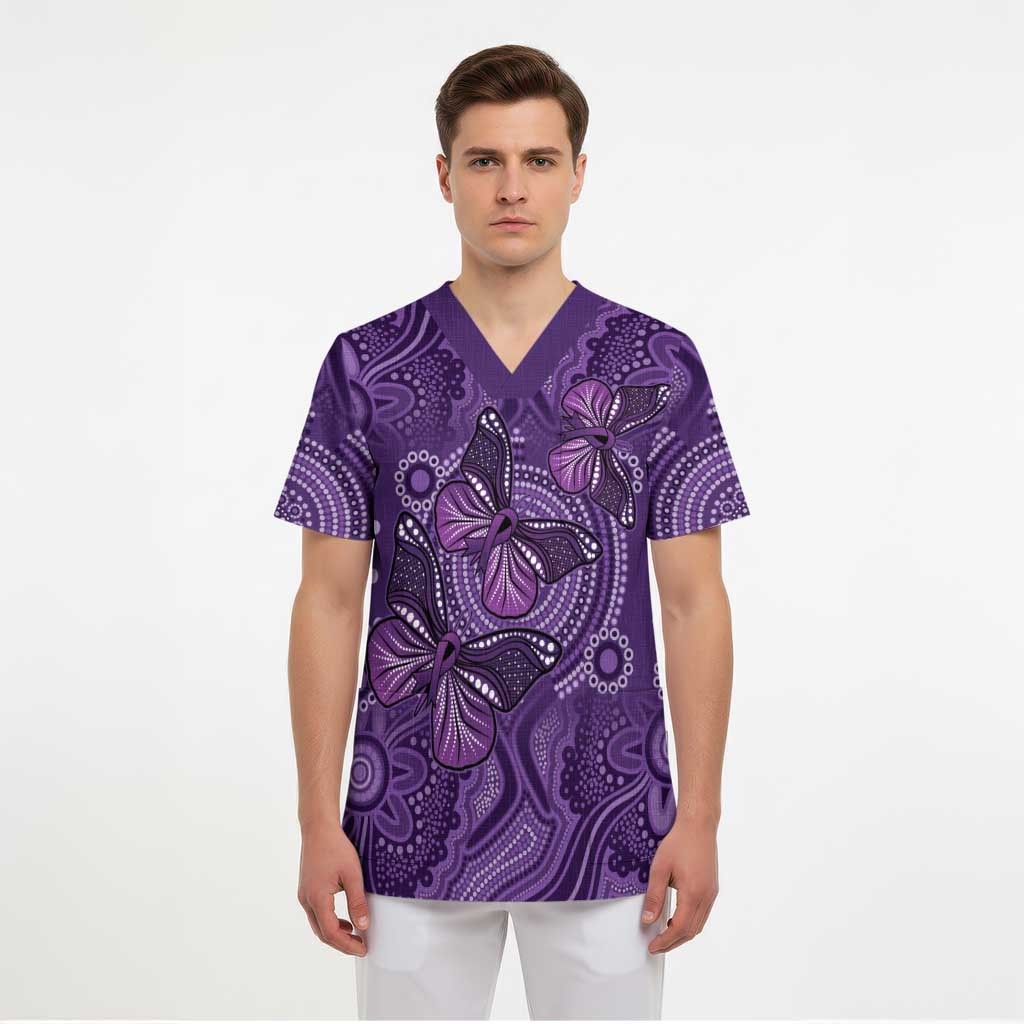 Purple Butterfly Spirit Scrub Top Australian Epilepsy Awareness - Aussie Hoodie