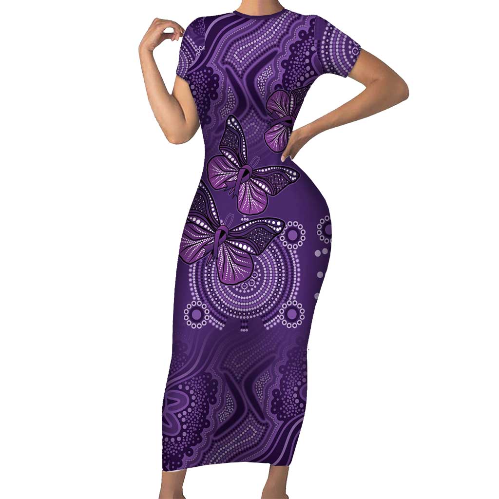 Purple Butterfly Spirit Short Sleeve Bodycon Dress Australian Epilepsy Awareness - Aussie Hoodie