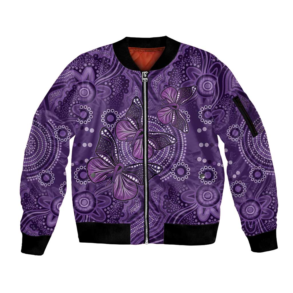 Purple Butterfly Spirit Sleeve Zip Bomber Jacket Australian Epilepsy Awareness - Aussie Hoodie
