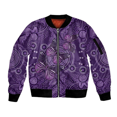 Purple Butterfly Spirit Sleeve Zip Bomber Jacket Australian Epilepsy Awareness - Aussie Hoodie