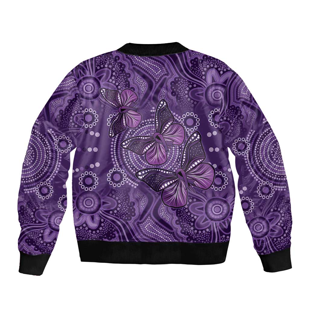 Purple Butterfly Spirit Sleeve Zip Bomber Jacket Australian Epilepsy Awareness - Aussie Hoodie