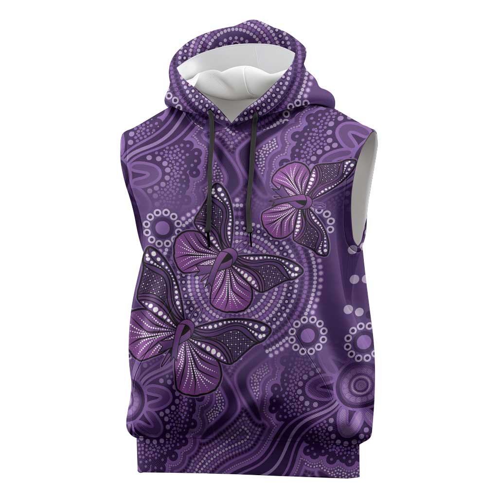 Purple Butterfly Spirit Sleeveless Hoodie Australian Epilepsy Awareness - Aussie Hoodie
