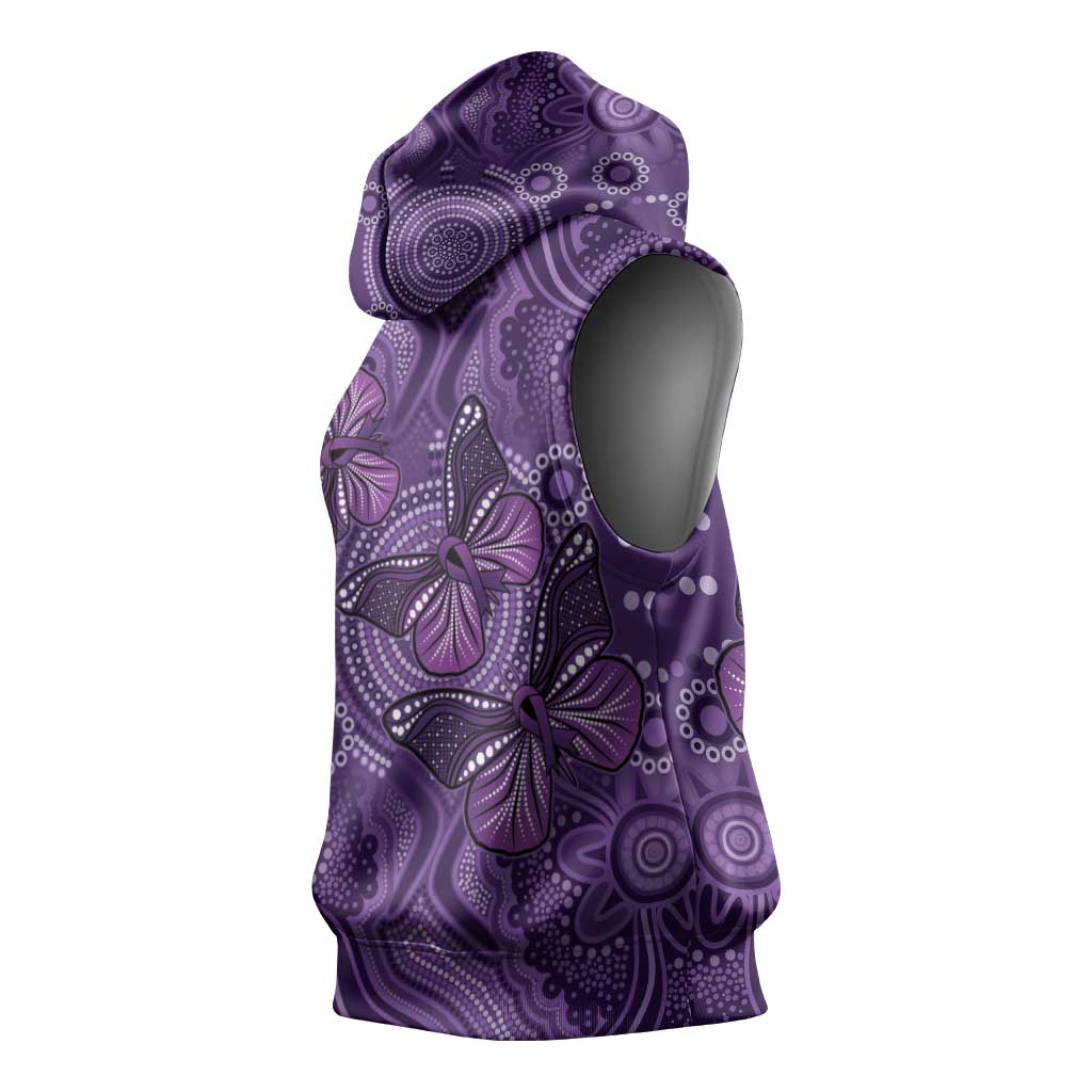 Purple Butterfly Spirit Sleeveless Hoodie Australian Epilepsy Awareness - Aussie Hoodie