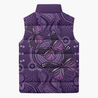 Purple Butterfly Spirit Sleeveless Puffer Jacket Australian Epilepsy Awareness - Aussie Hoodie