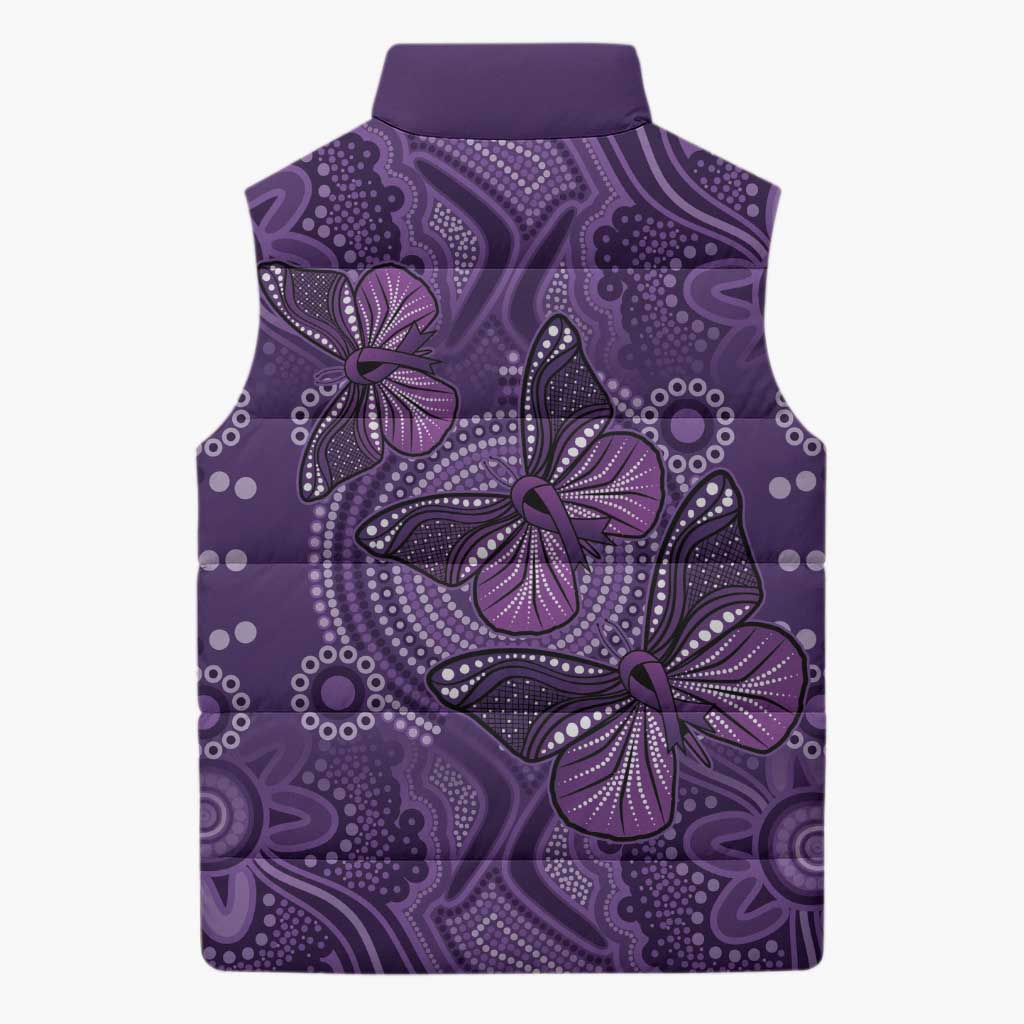 Purple Butterfly Spirit Sleeveless Puffer Jacket Australian Epilepsy Awareness - Aussie Hoodie
