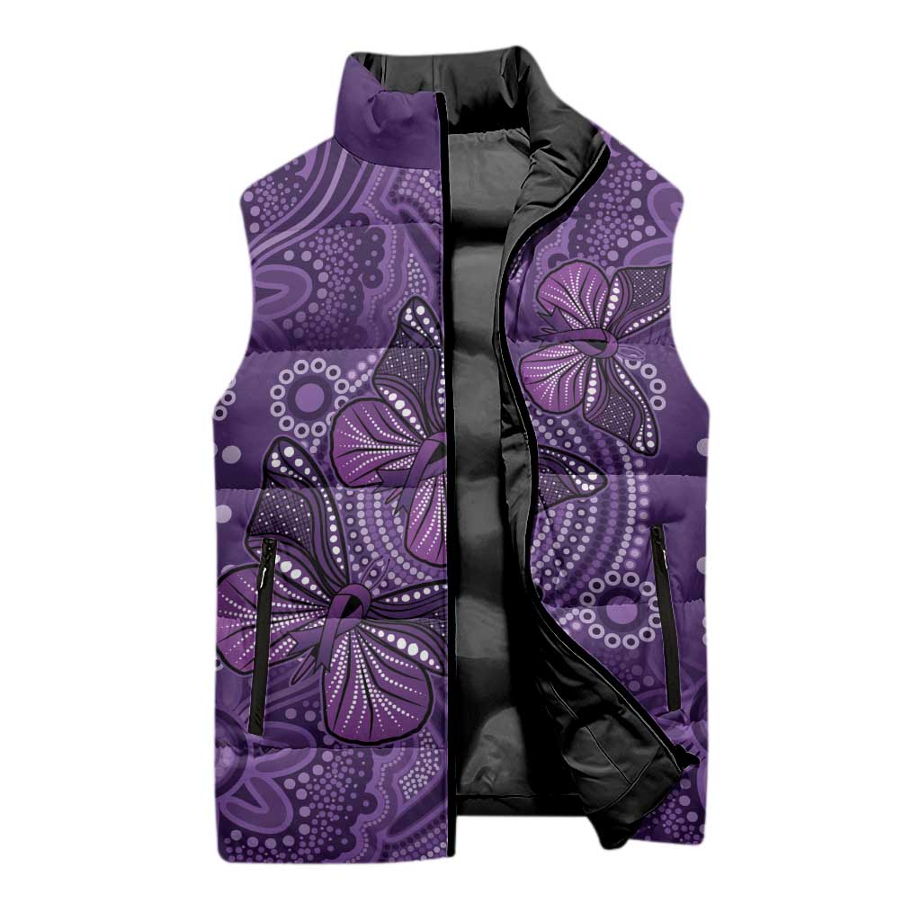 Purple Butterfly Spirit Sleeveless Puffer Jacket Australian Epilepsy Awareness - Aussie Hoodie