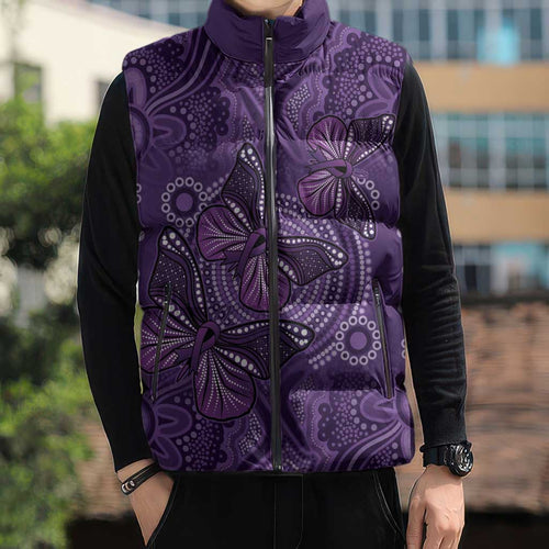 Purple Butterfly Spirit Sleeveless Puffer Jacket Australian Epilepsy Awareness - Aussie Hoodie
