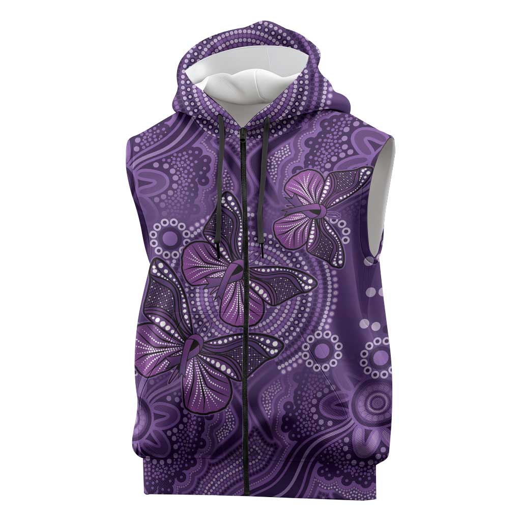 Purple Butterfly Spirit Sleeveless Zip Hoodie Australian Epilepsy Awareness LT9