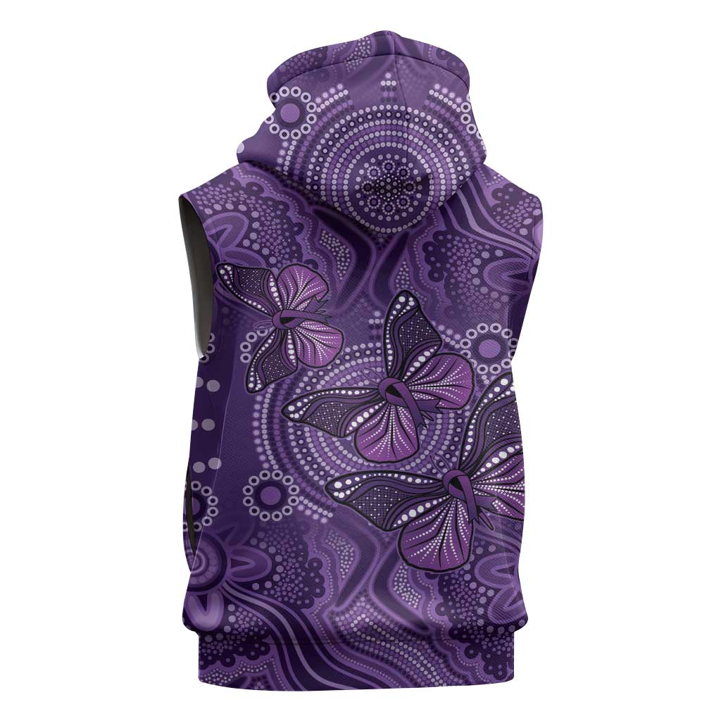 Purple Butterfly Spirit Sleeveless Zip Hoodie Australian Epilepsy Awareness LT9