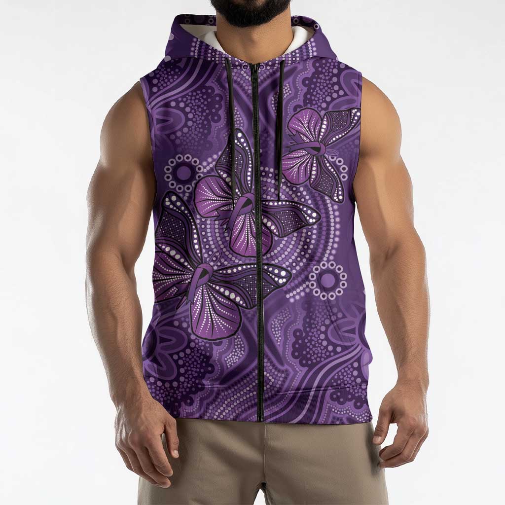 Purple Butterfly Spirit Sleeveless Zip Hoodie Australian Epilepsy Awareness LT9
