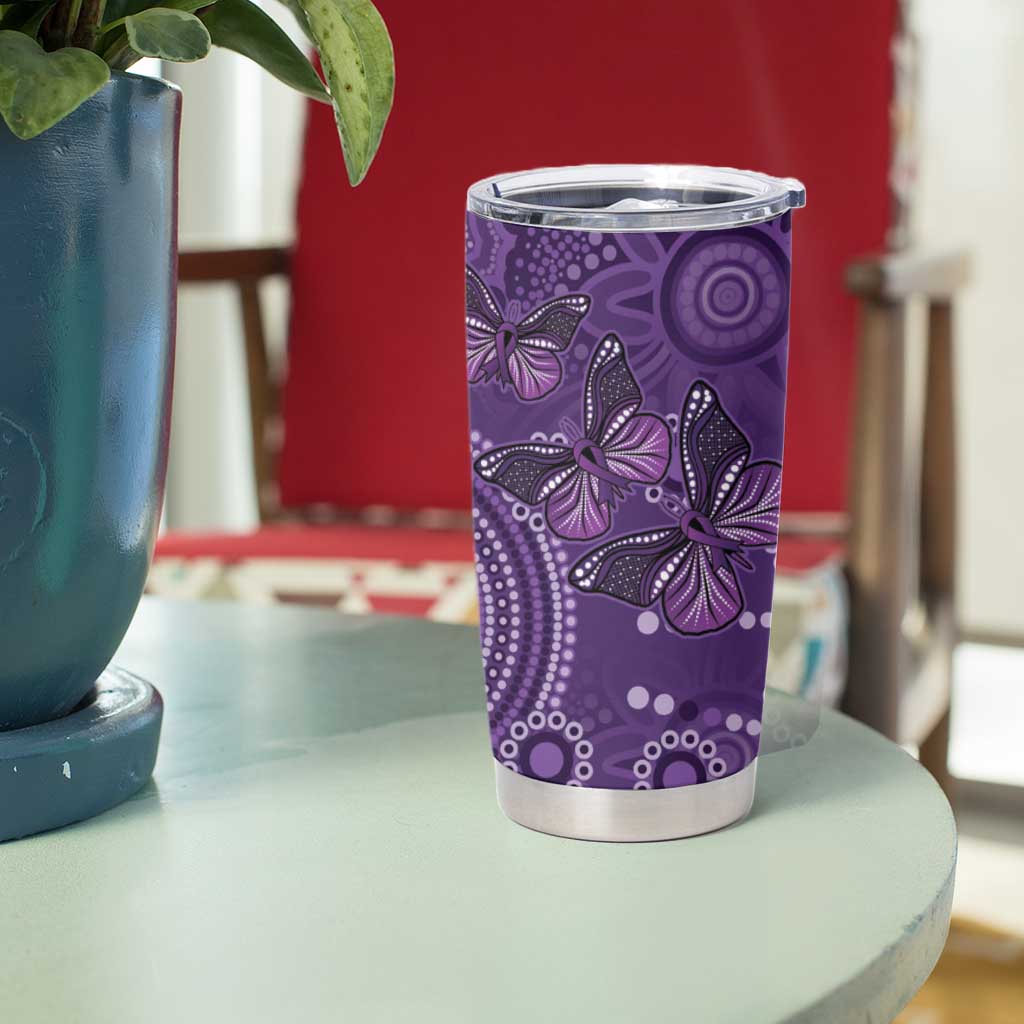 Purple Butterfly Spirit Tumbler Cup Australian Epilepsy Awareness - Aussie Hoodie