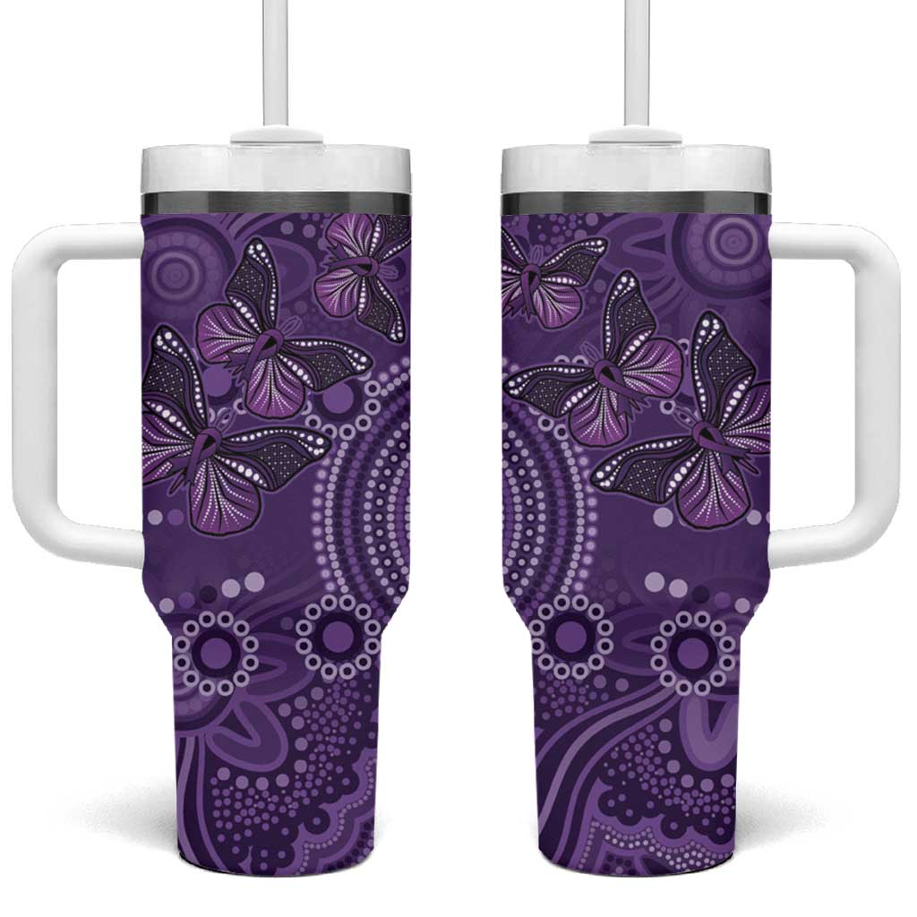 Purple Butterfly Spirit Tumbler With Handle Australian Epilepsy Awareness - Aussie Hoodie