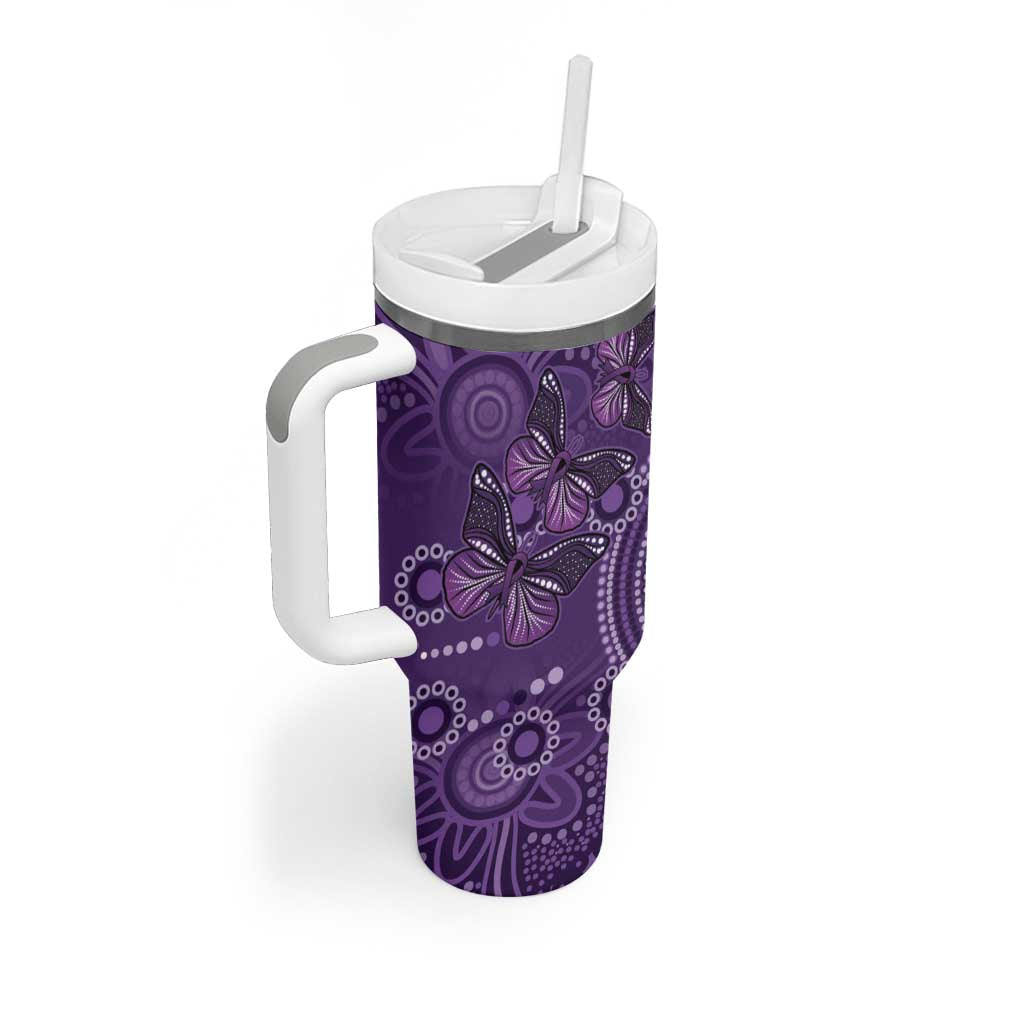 Purple Butterfly Spirit Tumbler With Handle Australian Epilepsy Awareness - Aussie Hoodie