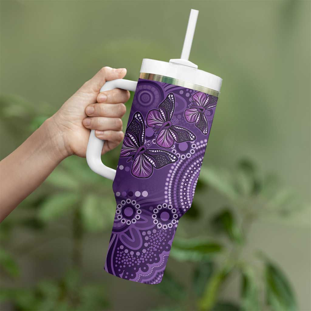 Purple Butterfly Spirit Tumbler With Handle Australian Epilepsy Awareness - Aussie Hoodie