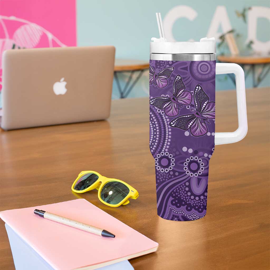 Purple Butterfly Spirit Tumbler With Handle Australian Epilepsy Awareness - Aussie Hoodie
