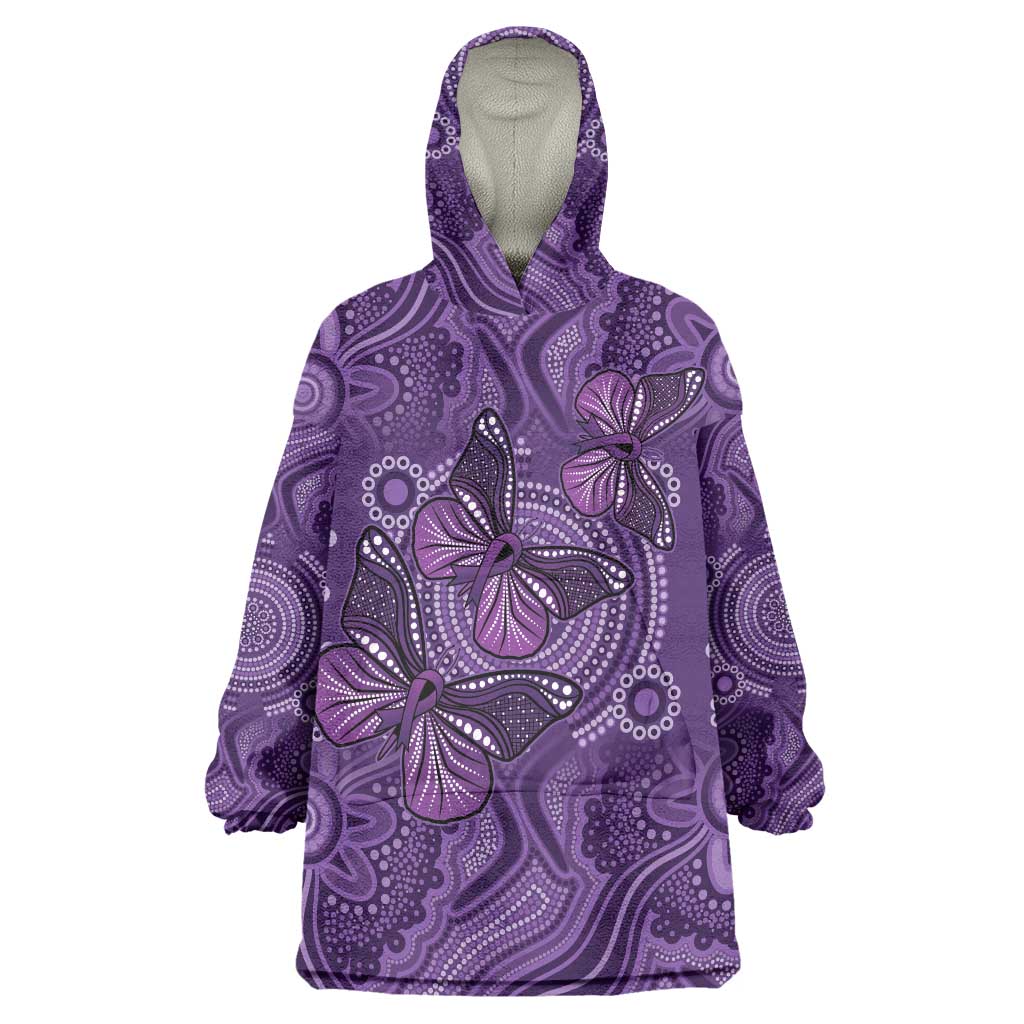 Purple Butterfly Spirit Wearable Blanket Hoodie Australian Epilepsy Awareness - Aussie Hoodie