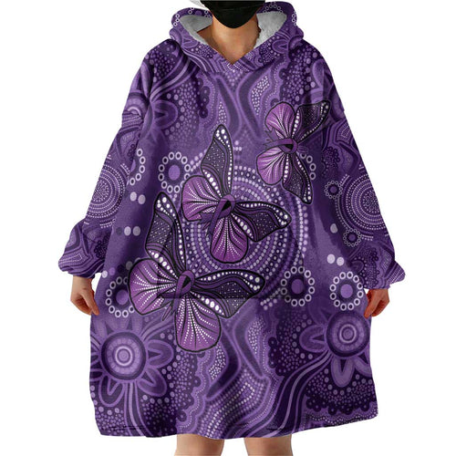 Purple Butterfly Spirit Wearable Blanket Hoodie Australian Epilepsy Awareness - Aussie Hoodie