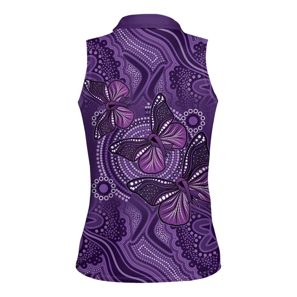Purple Butterfly Spirit Women Sleeveless Polo Shirt Australian Epilepsy Awareness - Aussie Hoodie