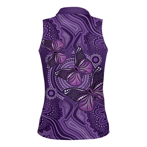 Purple Butterfly Spirit Women Sleeveless Polo Shirt Australian Epilepsy Awareness - Aussie Hoodie