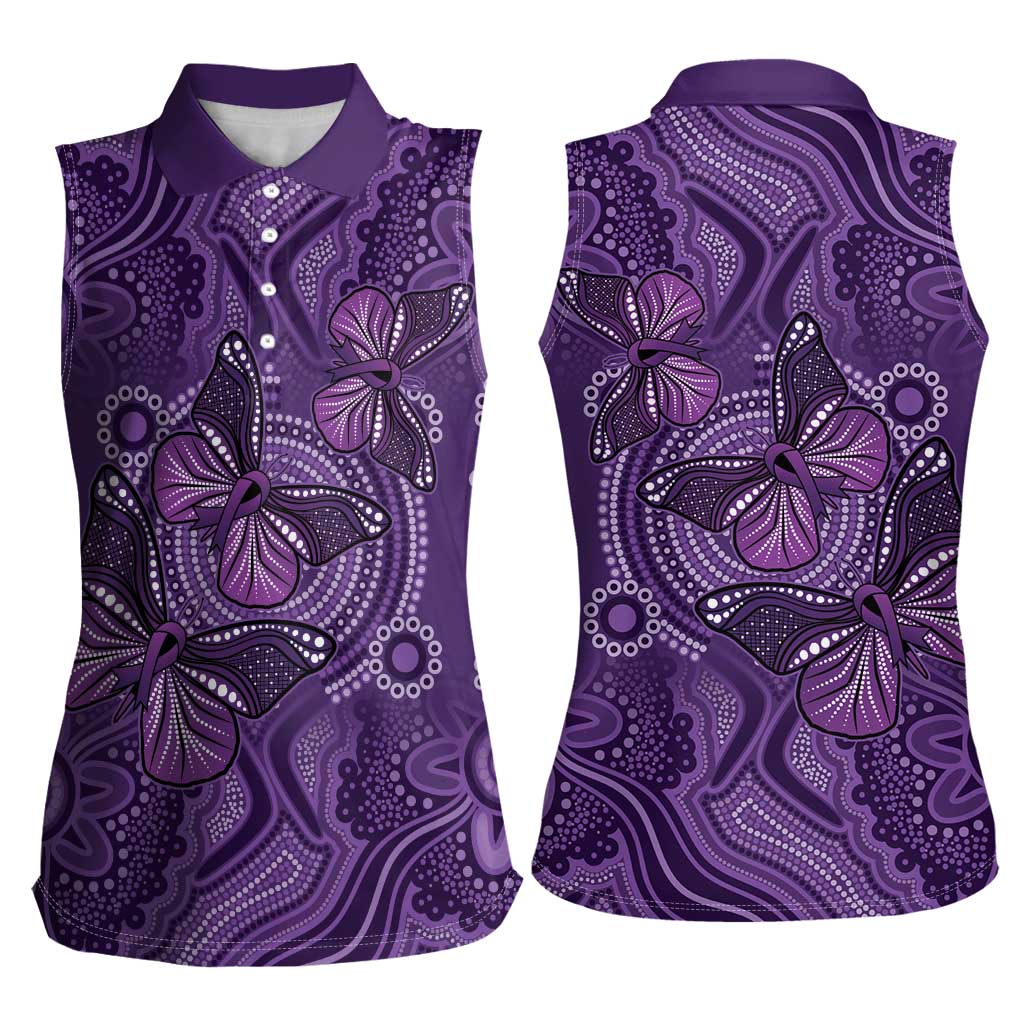 Purple Butterfly Spirit Women Sleeveless Polo Shirt Australian Epilepsy Awareness - Aussie Hoodie