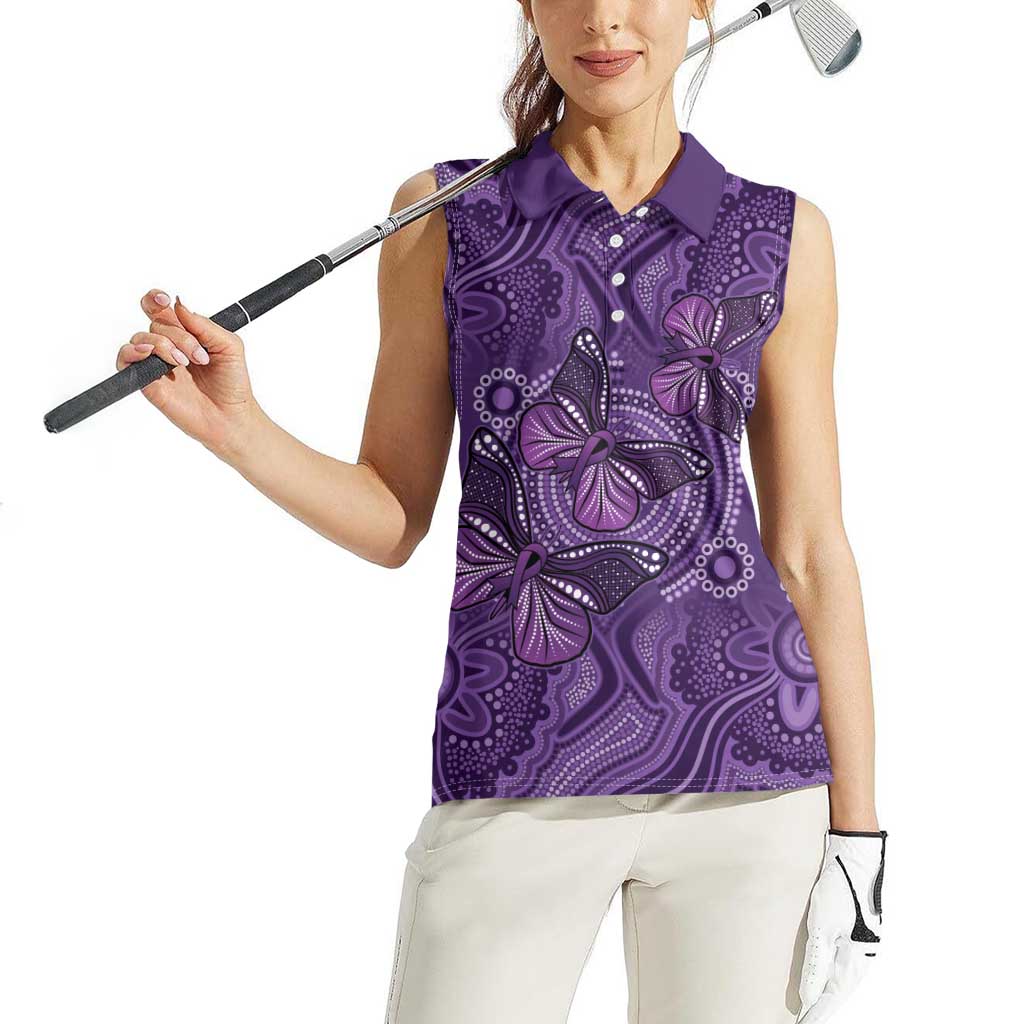 Purple Butterfly Spirit Women Sleeveless Polo Shirt Australian Epilepsy Awareness - Aussie Hoodie