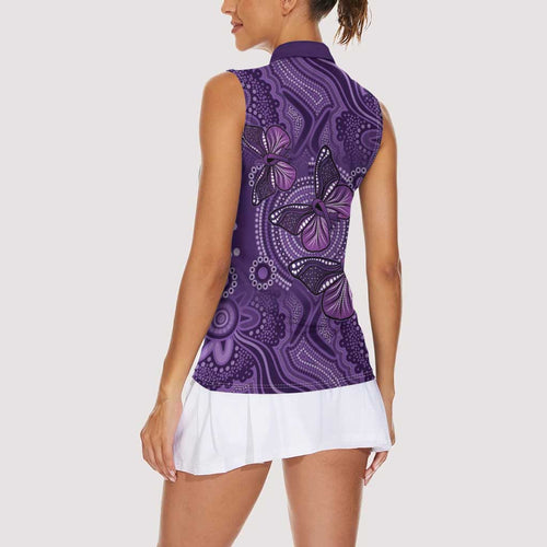 Purple Butterfly Spirit Women Sleeveless Polo Shirt Australian Epilepsy Awareness - Aussie Hoodie