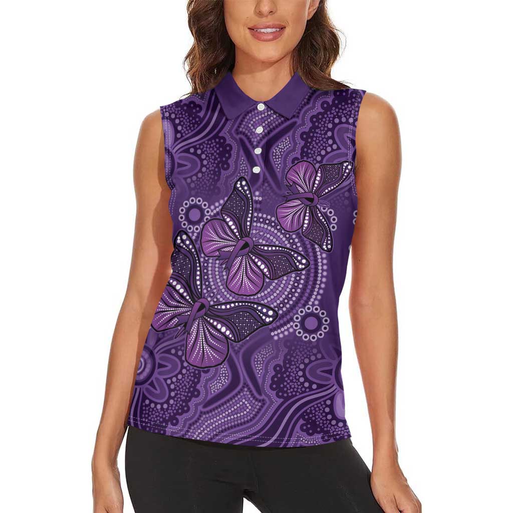 Purple Butterfly Spirit Women Sleeveless Polo Shirt Australian Epilepsy Awareness - Aussie Hoodie