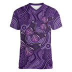 Purple Butterfly Spirit Women V-Neck T-Shirt Australian Epilepsy Awareness - Aussie Hoodie