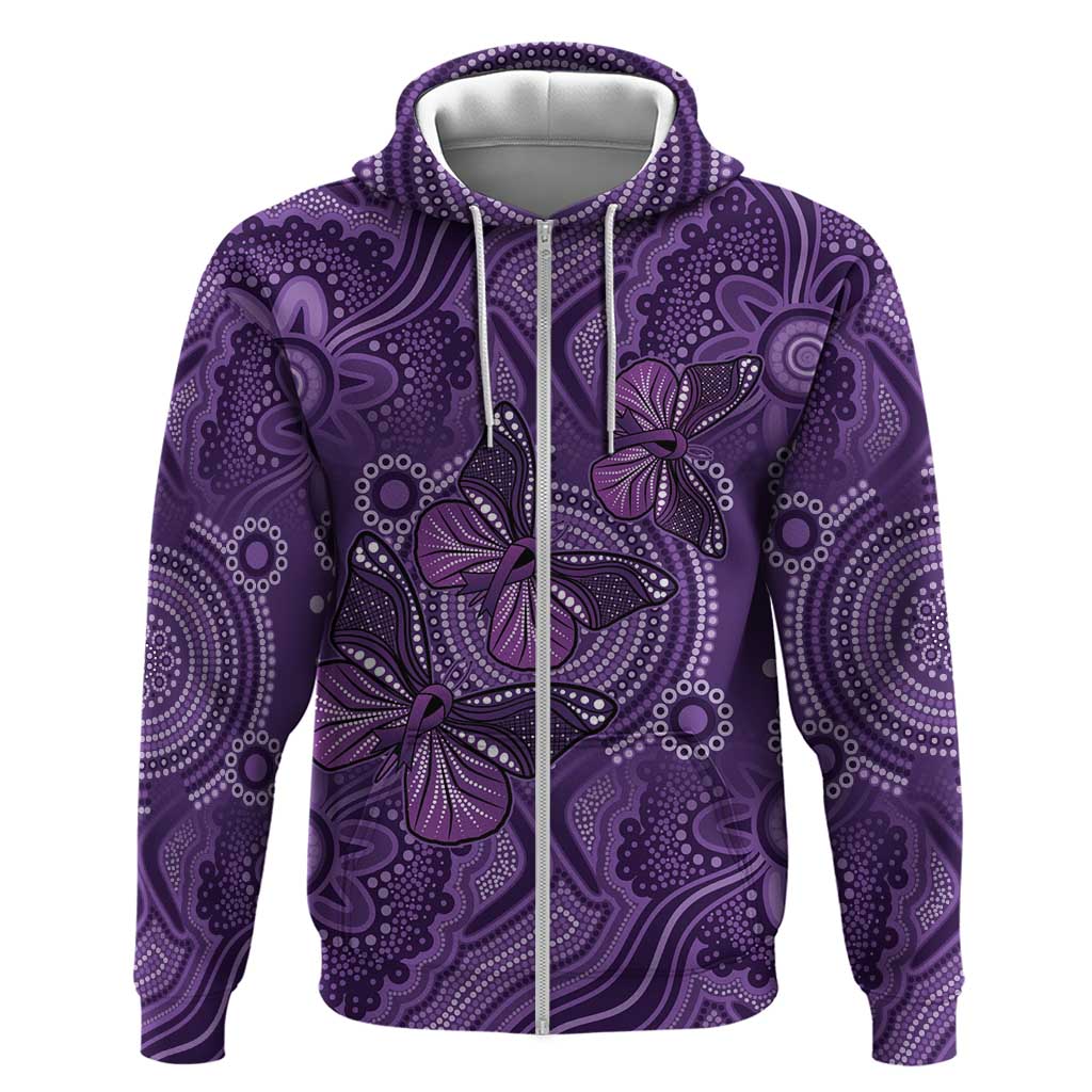 Purple Butterfly Spirit Zip Hoodie Australian Epilepsy Awareness - Aussie Hoodie