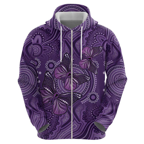 Purple Butterfly Spirit Zip Hoodie Australian Epilepsy Awareness - Aussie Hoodie